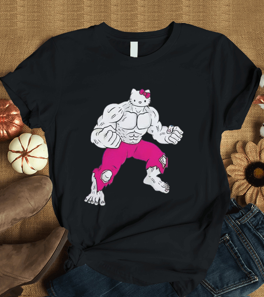 Hello Kitty Meets Hulk Crossover Mashup T-Shirt