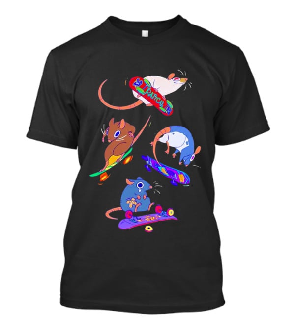 Skateboarding Ratical Rat Colorful Tricks T-Shirt
