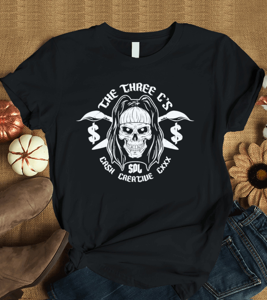 The Sdl Skull Cash Creative CxX Three C’s Dollar Signs T-Shirt