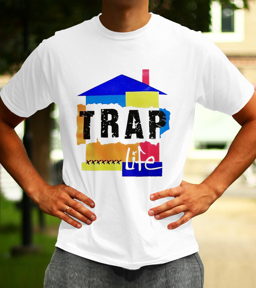 TRAP Life House Design Multicolored Blocks And X Marks T-Shirt