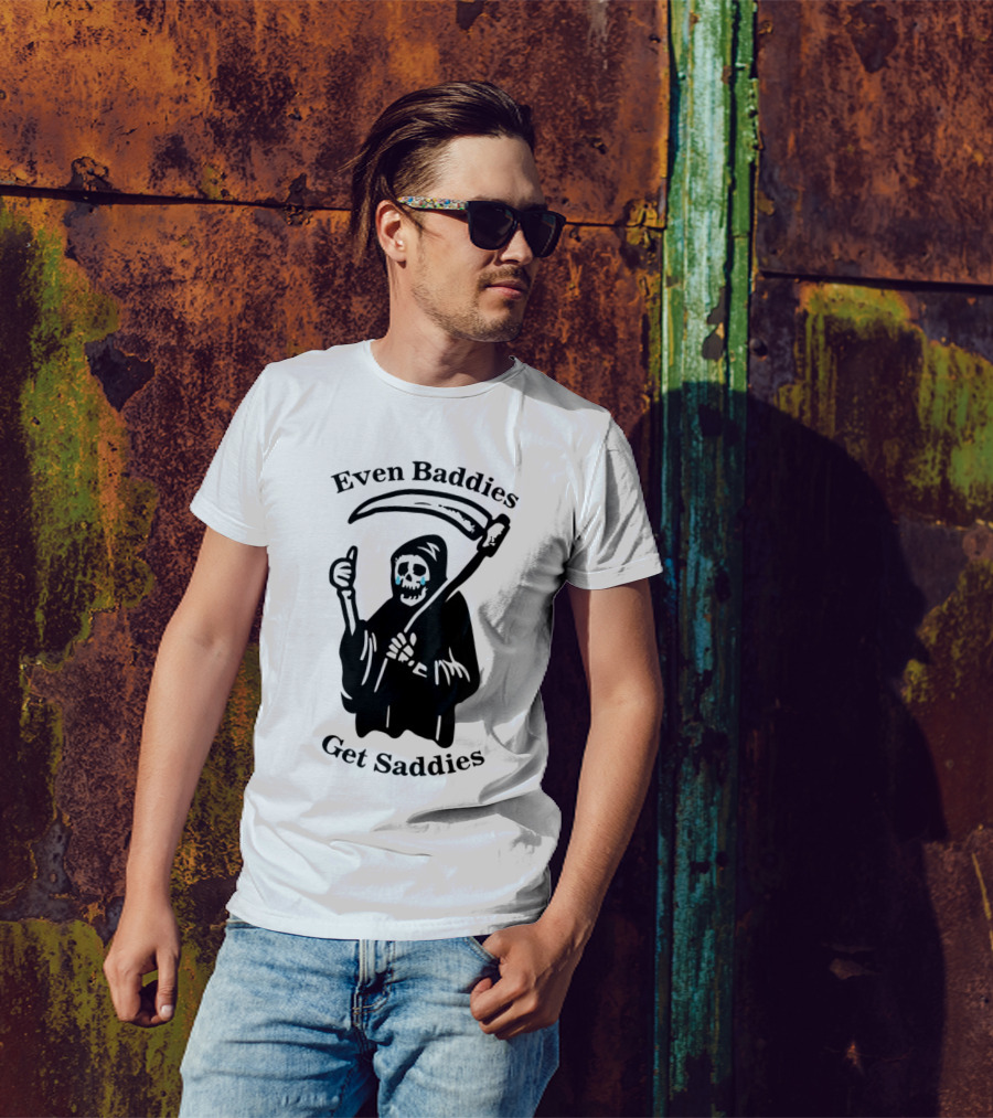 Even Baddies Get Saddies Grim Reaper With Scythe And Thumbs Up T-Shirt