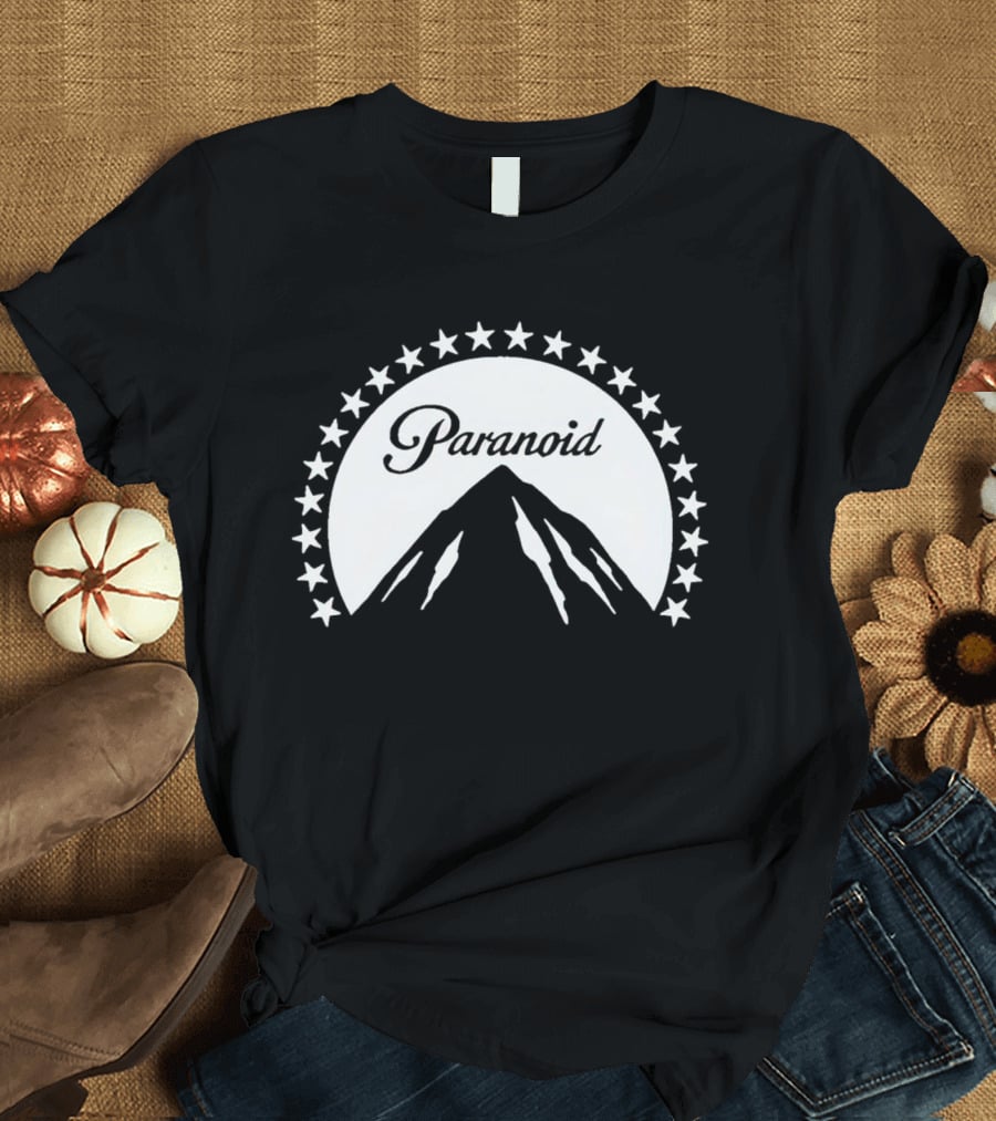 Paramount Paranoid Logo Parody Stars Mountain T-Shirt