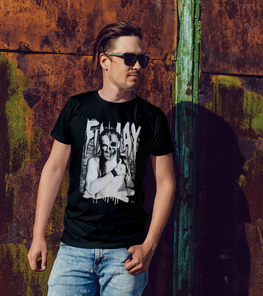 Skull Face Finlay Grunge Style Brick Wall Background T-Shirt