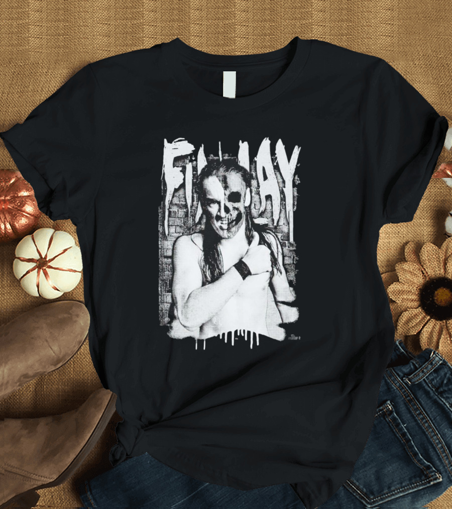 Skull Face Finlay Grunge Style Brick Wall Background T-Shirt