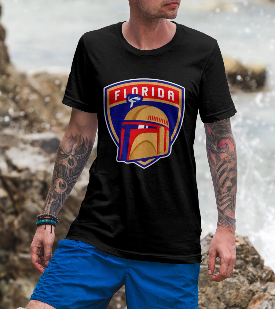Florida Panthers Boba Fett Helmet Star Wars Collaboration T-Shirt