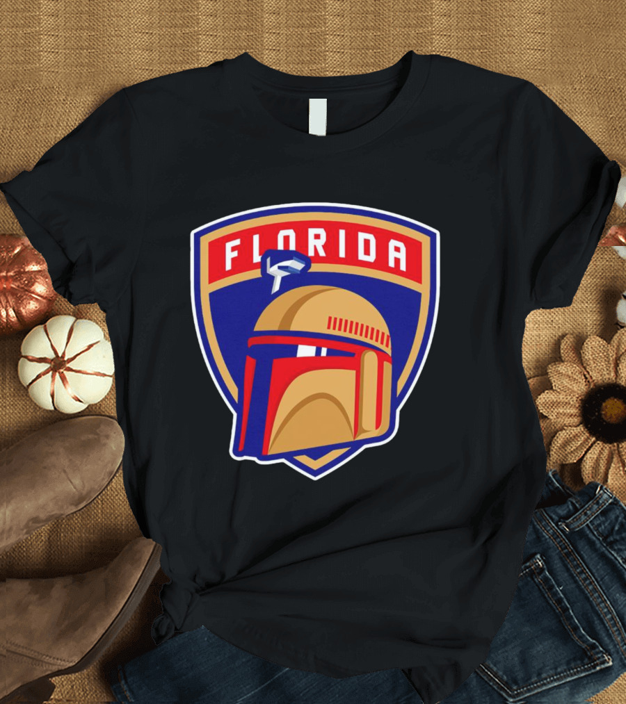 Florida Panthers Boba Fett Helmet Star Wars Collaboration T-Shirt