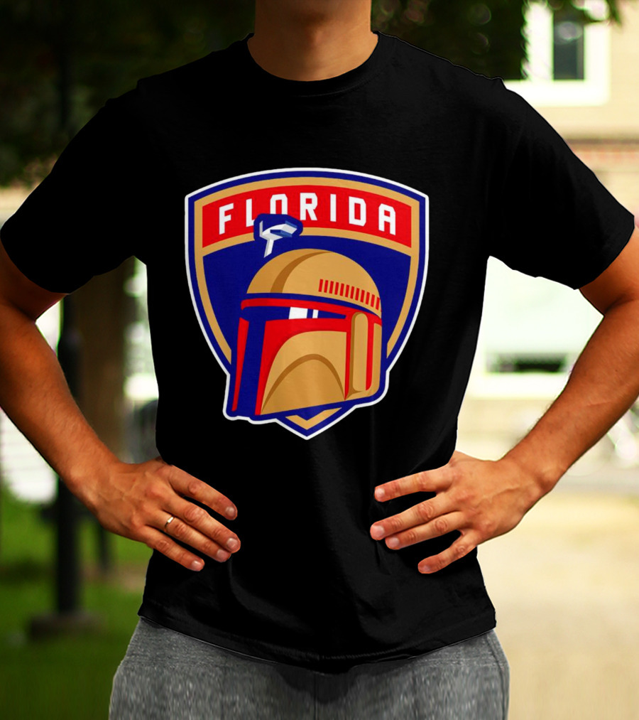 Florida Panthers Boba Fett Helmet Star Wars Collaboration T-Shirt