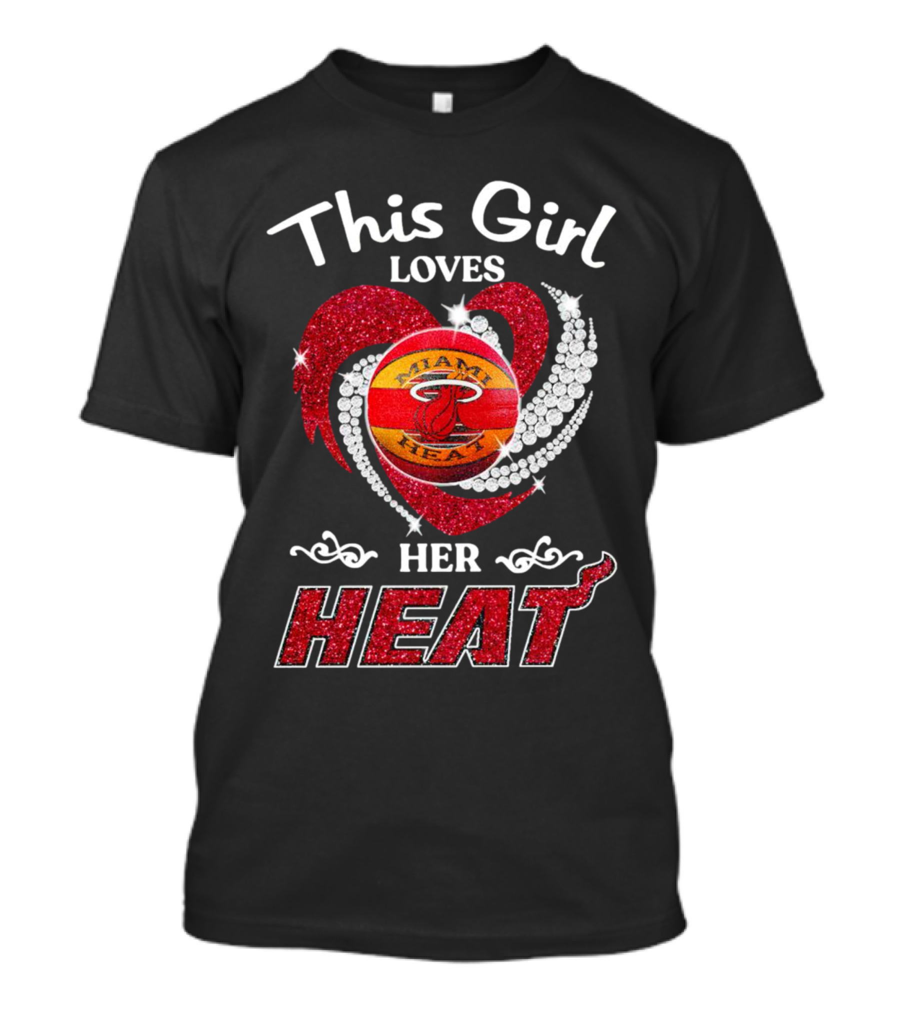 This Girl Loves Her Miami Heat Basketball Team Heart T-Shirt