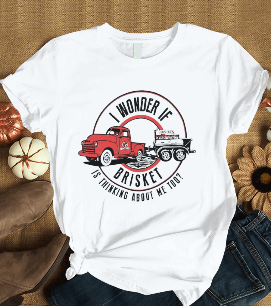 I Wonder If Brisket Is Thinking About Me Too Vintage Truck BBQ T-Shirt