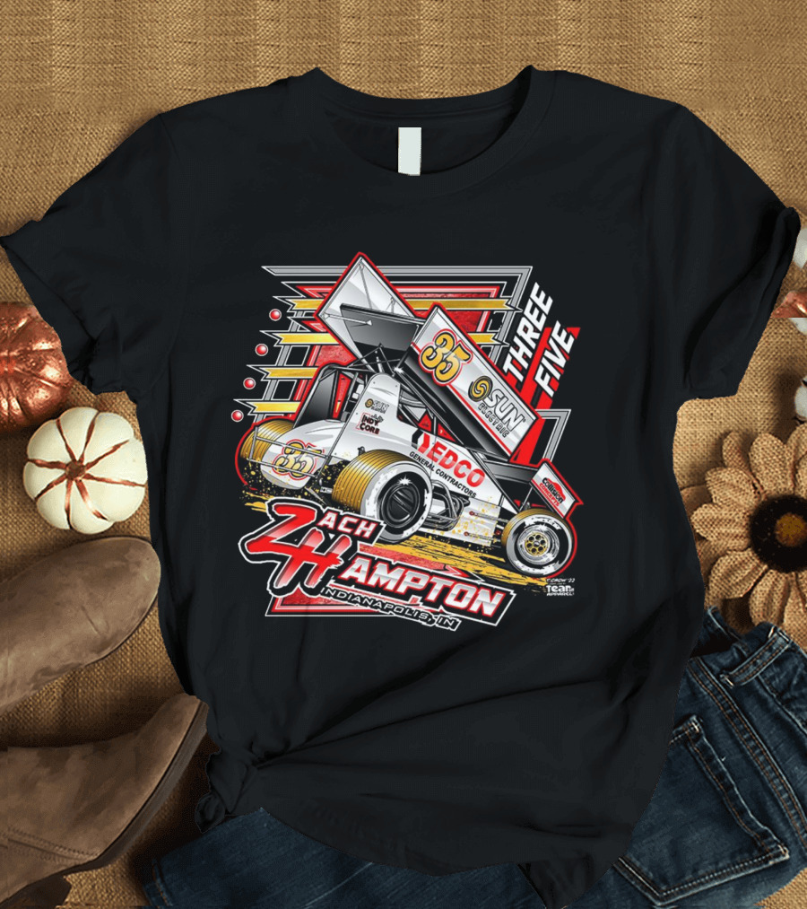 Zach Hampton Indianapolis IN Three Five 35 Sun Sprint Car Racing T-Shirt
