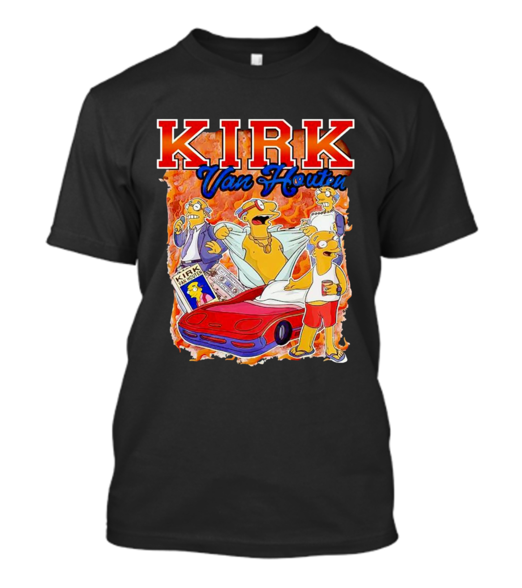 Kirk Van Houten Vintage Comic Car Flames Drink T-Shirt
