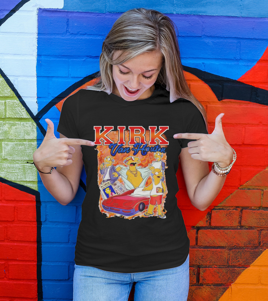 Kirk Van Houten Vintage Comic Car Flames Drink T-Shirt