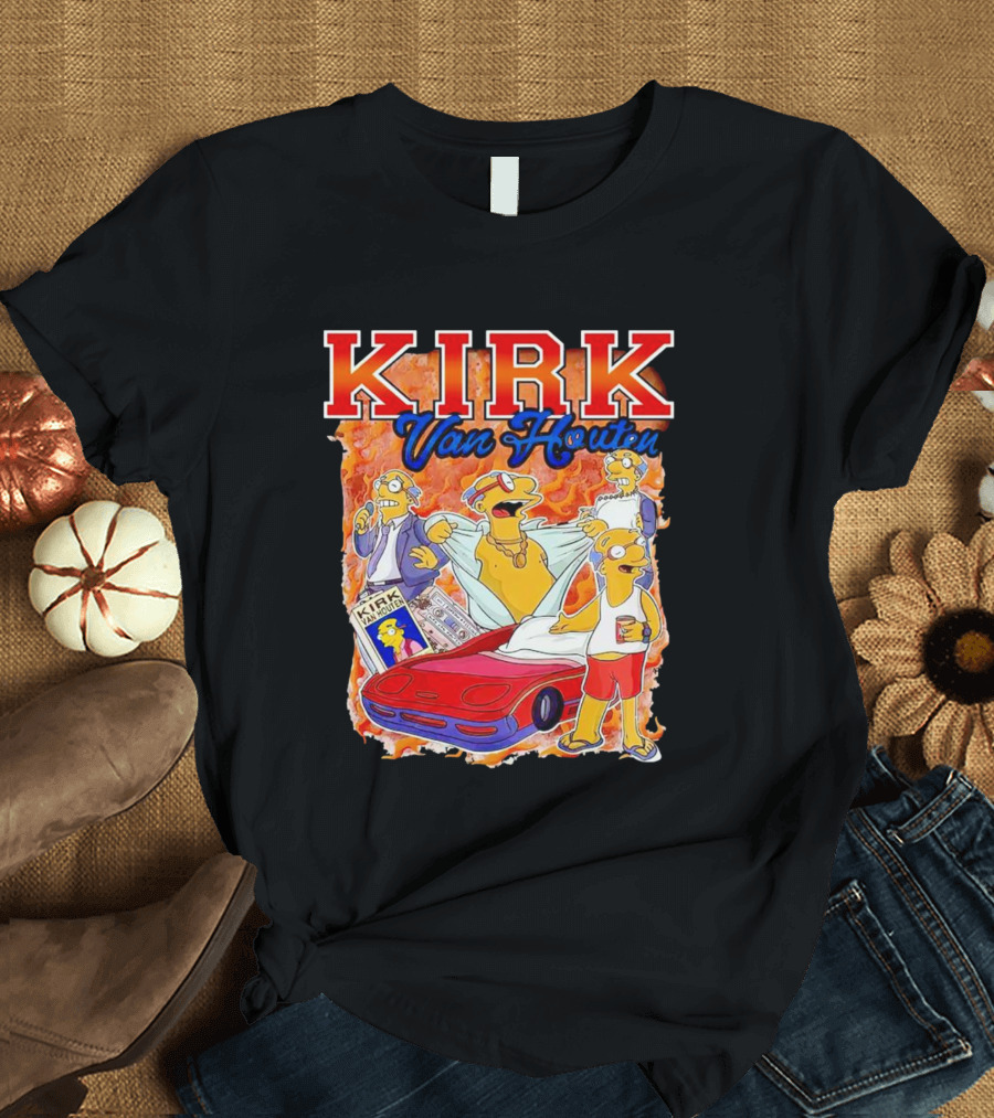 Kirk Van Houten Vintage Comic Car Flames Drink T-Shirt