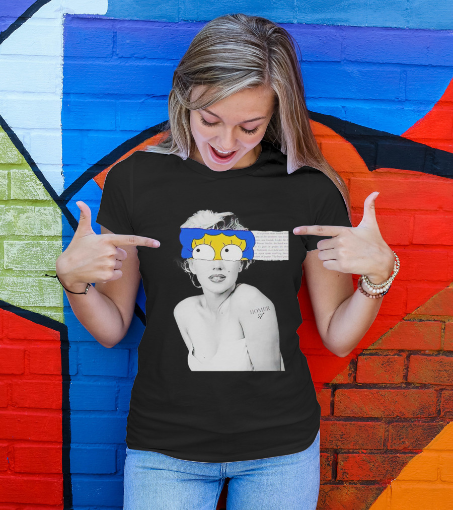 Marylin Monroe And Marge Simpson Crossover With Homer Tattoo T-Shirt