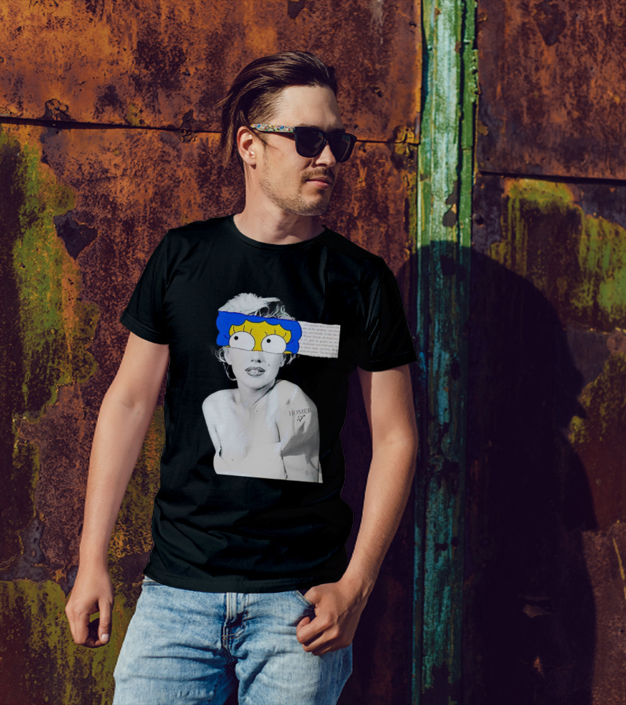 Marylin Monroe And Marge Simpson Crossover With Homer Tattoo T-Shirt