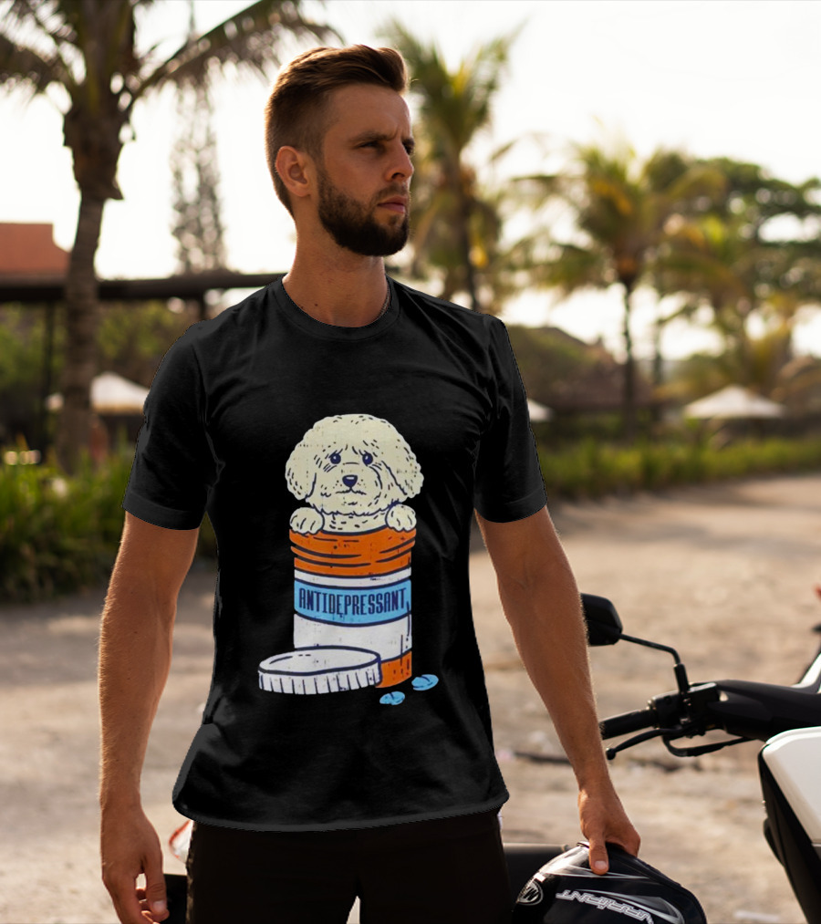 Bichons Frises Antidepressant Dog In Pill Bottle T-Shirt
