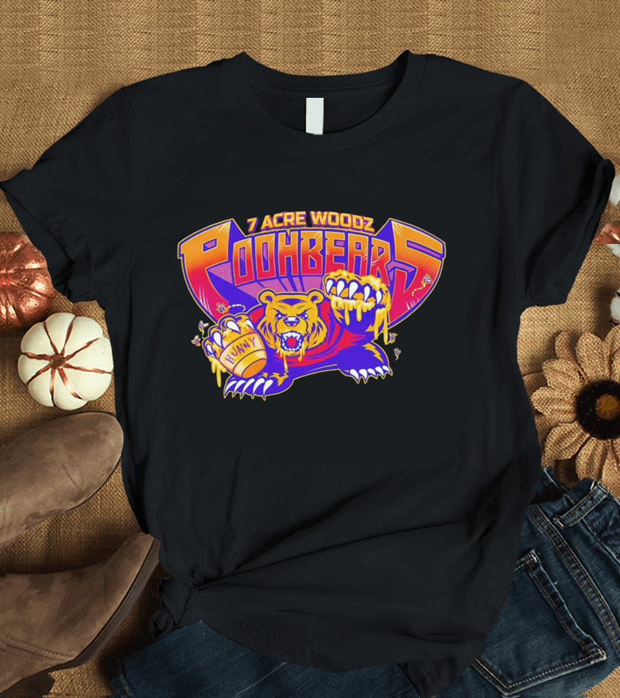 7 Acre Woodz Poohbearz Hunny Bear Roaring Claw T-Shirt