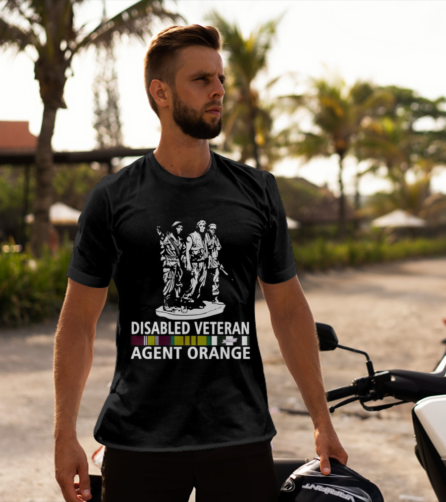 DISABLED VETERAN AGENT ORANGE MILITARY STATUE RIBBONS T-Shirt