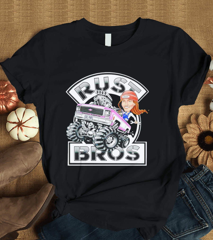 Rust Bros Girl Power Monster Truck Cartoon T-Shirt