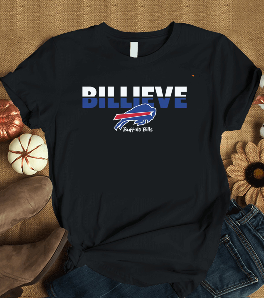 Billieve Buffalo Bills Football Fan Logo Blue Red Buffalo T-Shirt