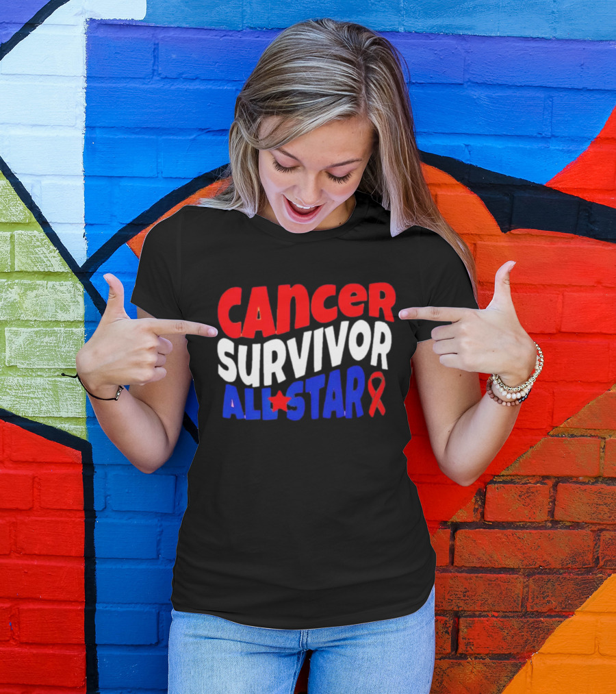 CANCER SURVIVOR ALL STAR RED WHITE BLUE T-Shirt