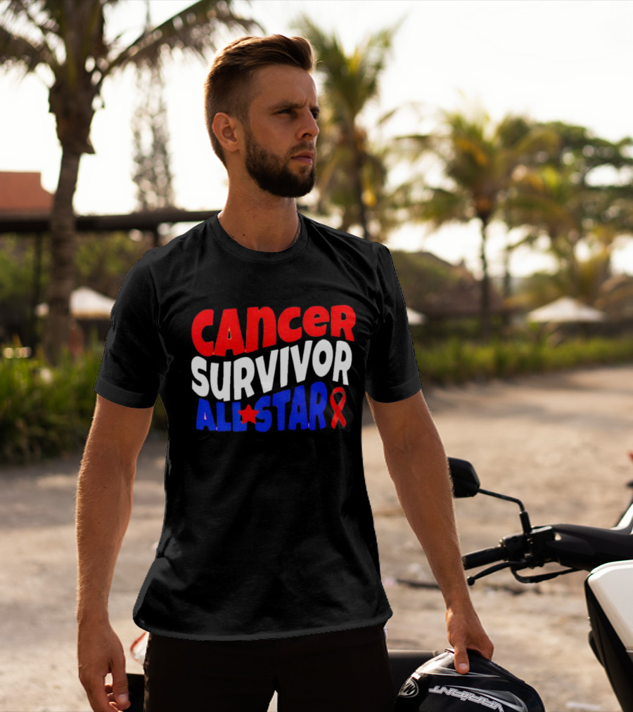CANCER SURVIVOR ALL STAR RED WHITE BLUE T-Shirt