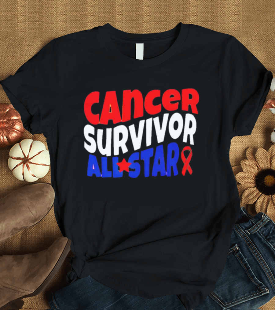 CANCER SURVIVOR ALL STAR RED WHITE BLUE T-Shirt