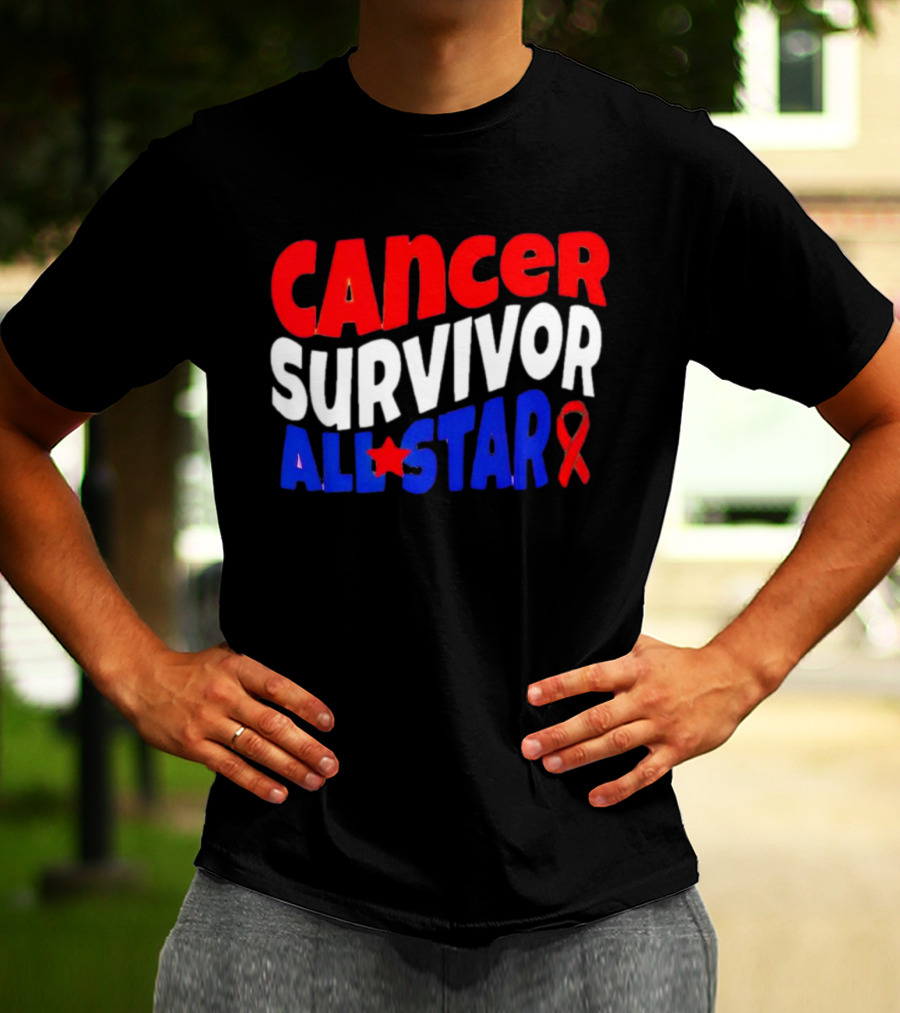 CANCER SURVIVOR ALL STAR RED WHITE BLUE T-Shirt