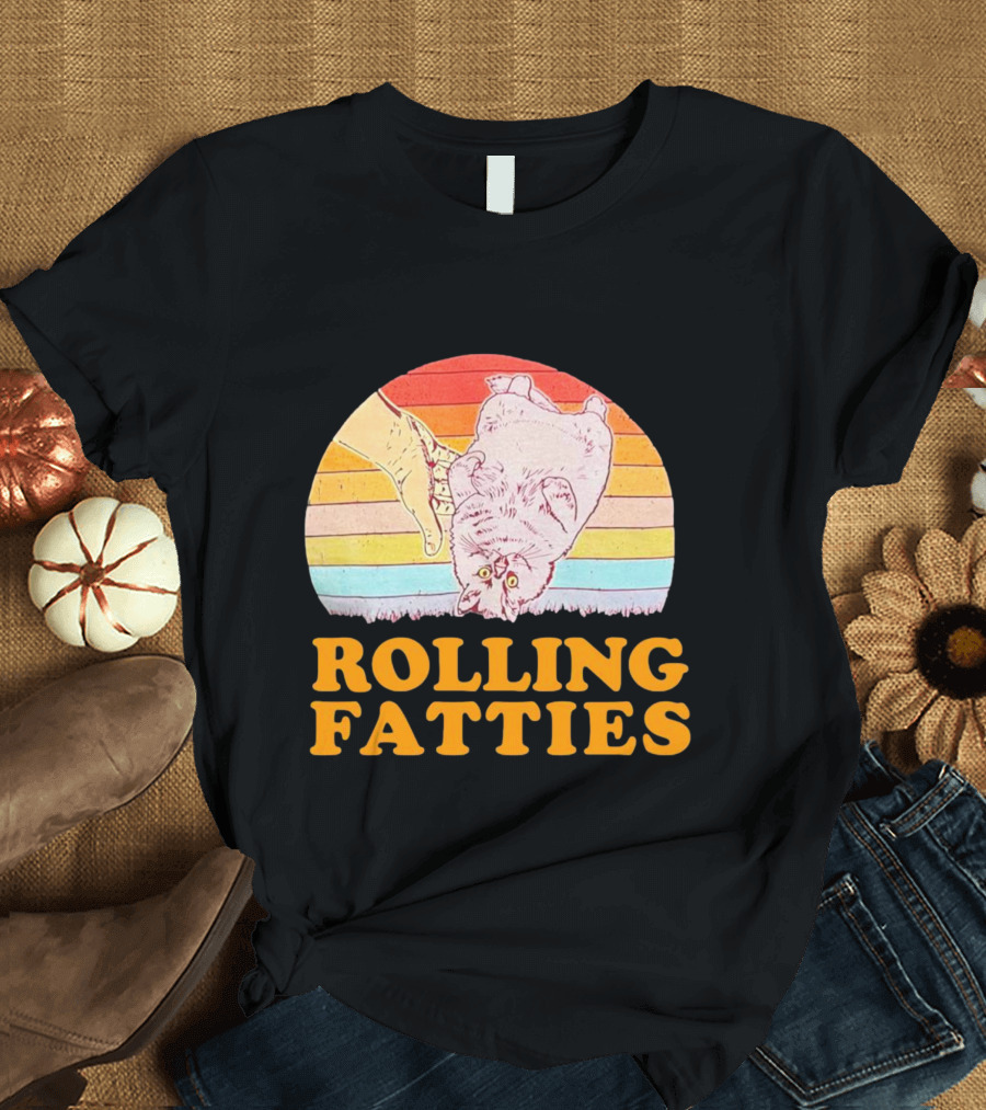 Cat Rolling Fatties Retro Vibes T-Shirt