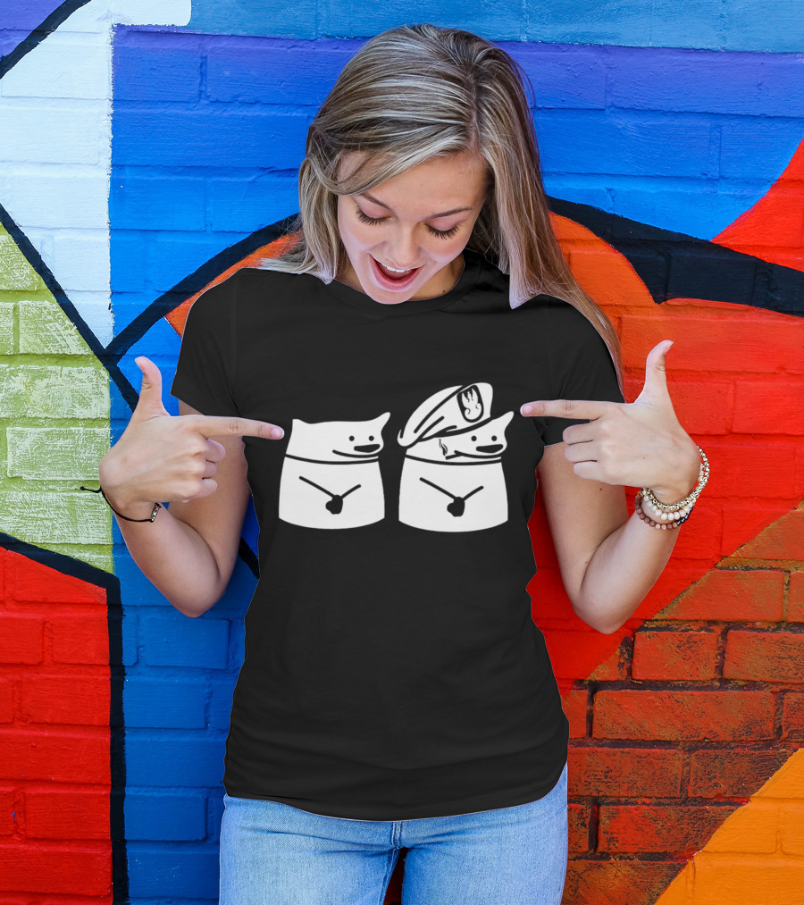 Fella Sock Whimsical Character Duo With Captain Hat T-Shirt