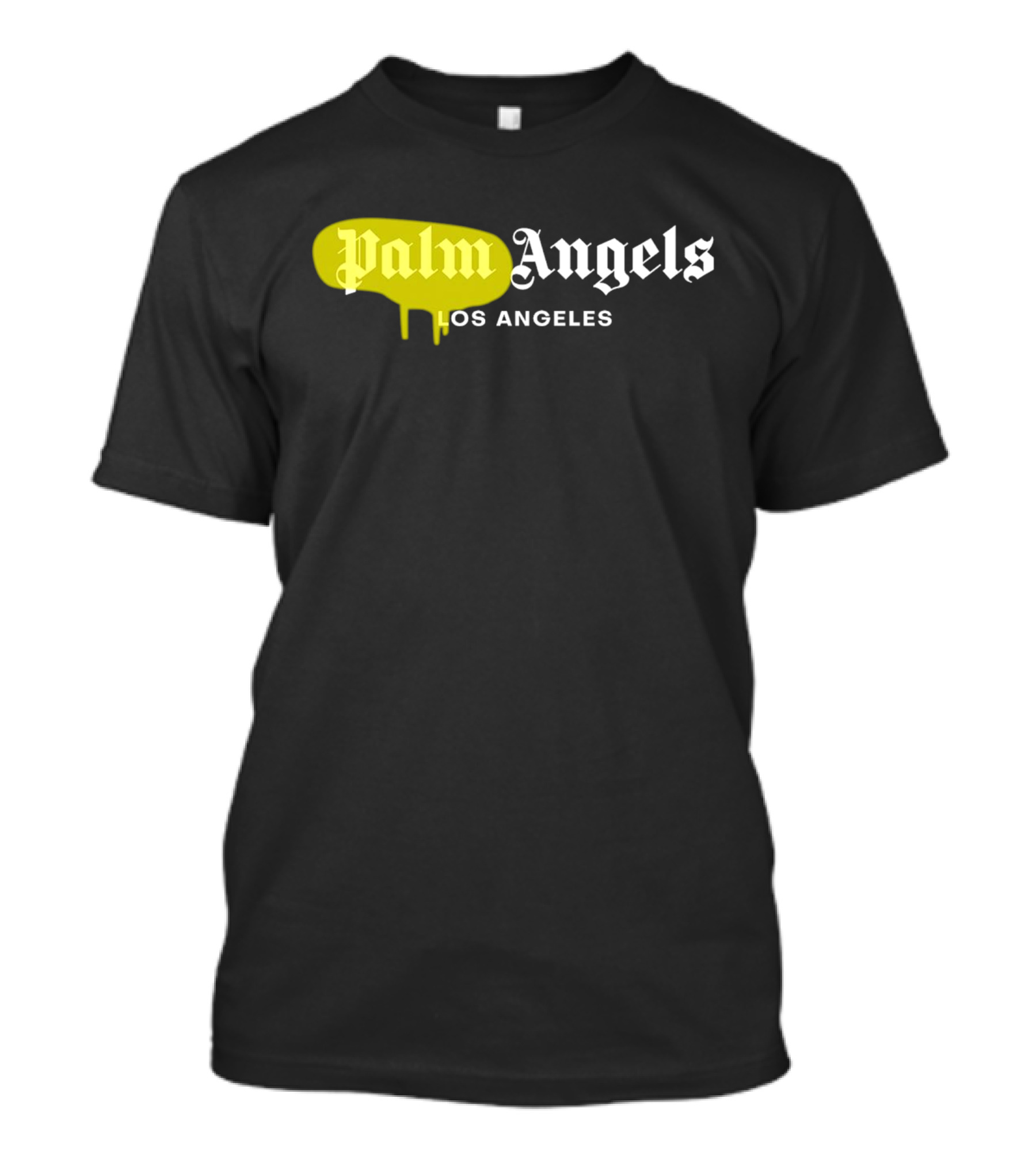 Palm Angels Los Angeles Yellow Paint Drip Text T-Shirt
