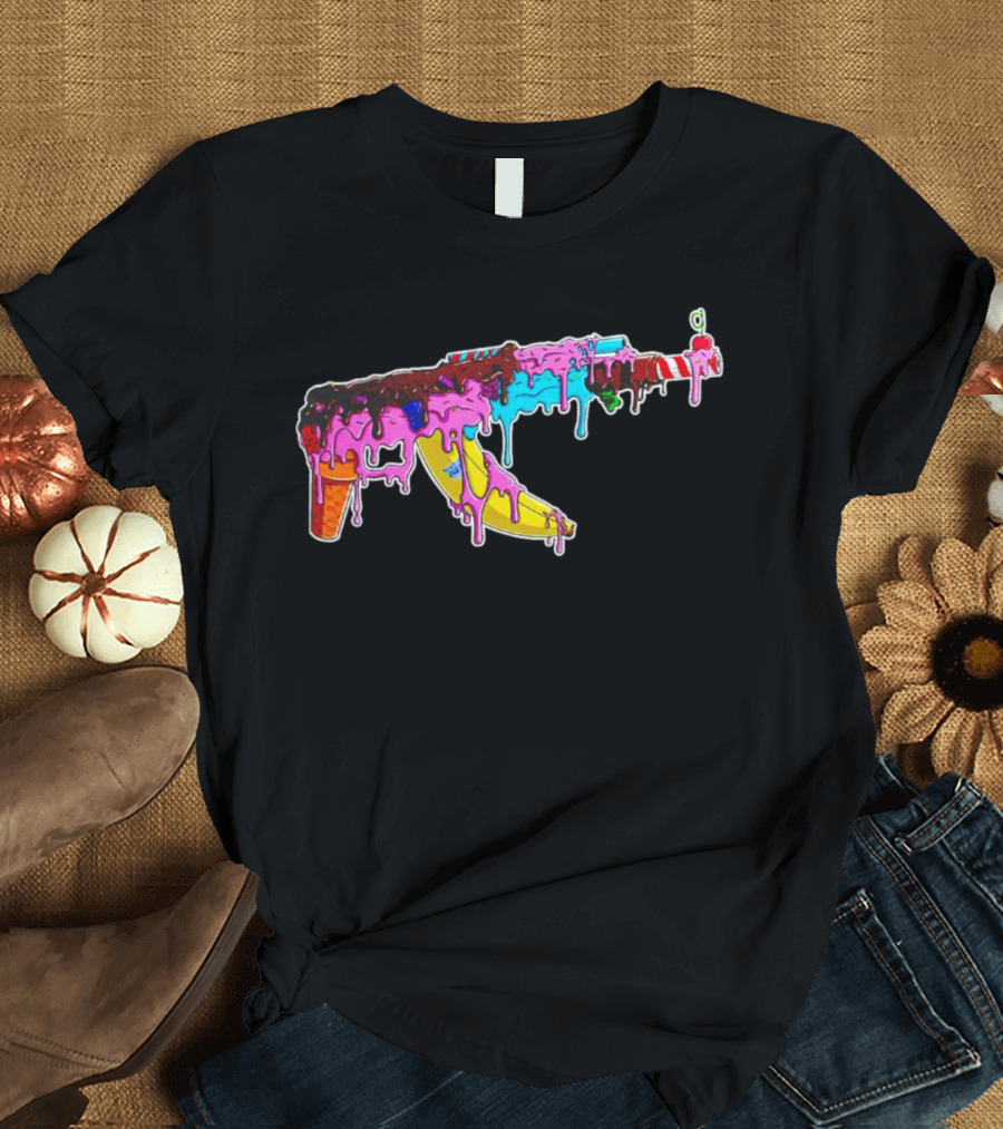 Ice Cream AK-47 Dripping Treats Colorful T-Shirt