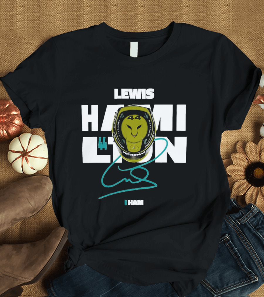 Lewis Hamilton 44 Monster Petronas Helmet Ham Signature T-Shirt