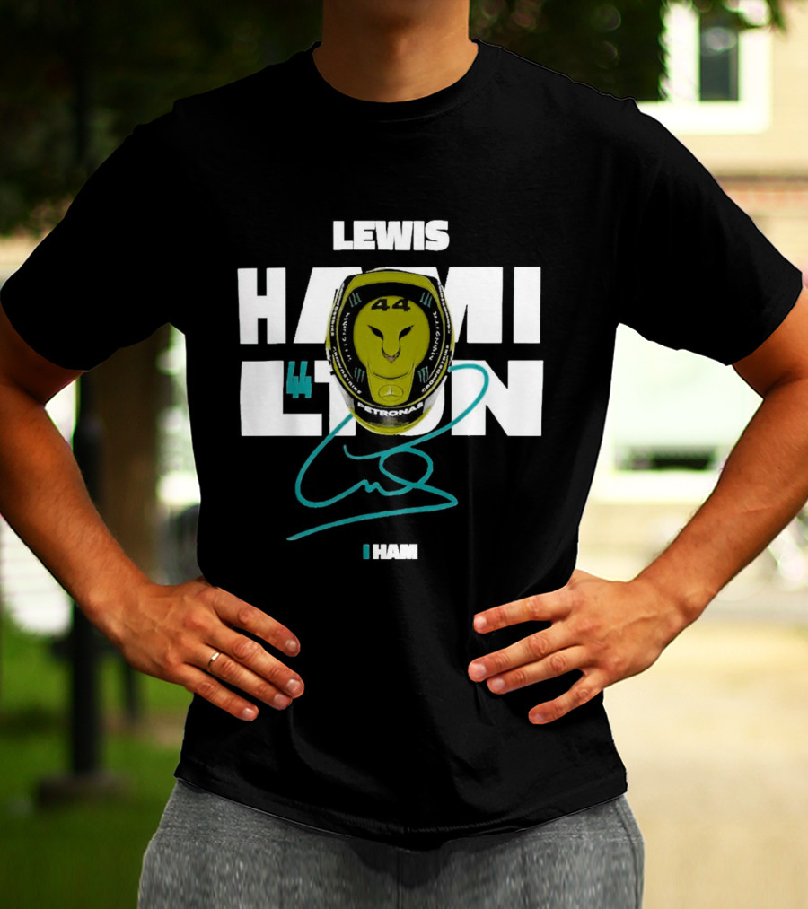 Lewis Hamilton 44 Monster Petronas Helmet Ham Signature T-Shirt