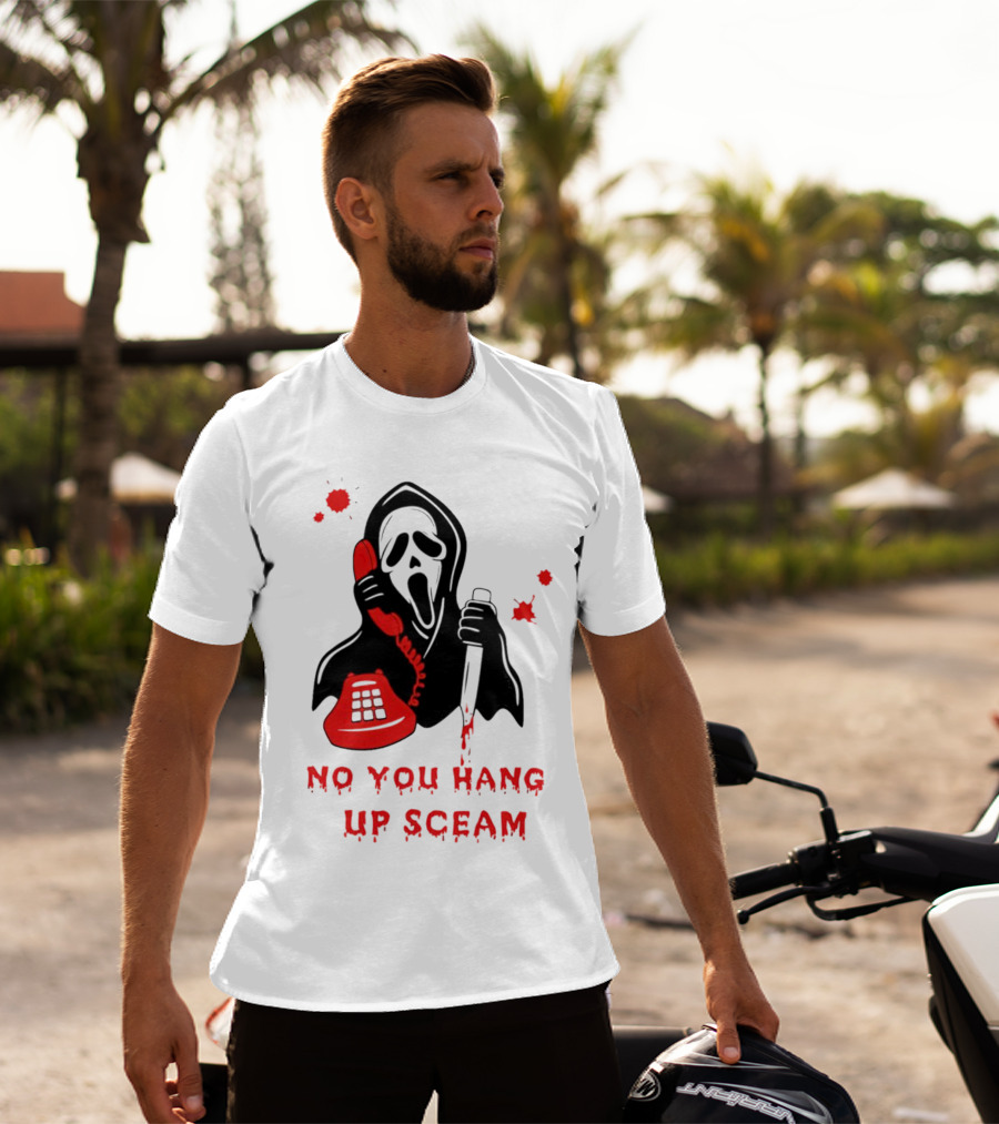 No You Hang Up Sceam Ghost Mask Red Phone Knife T-Shirt
