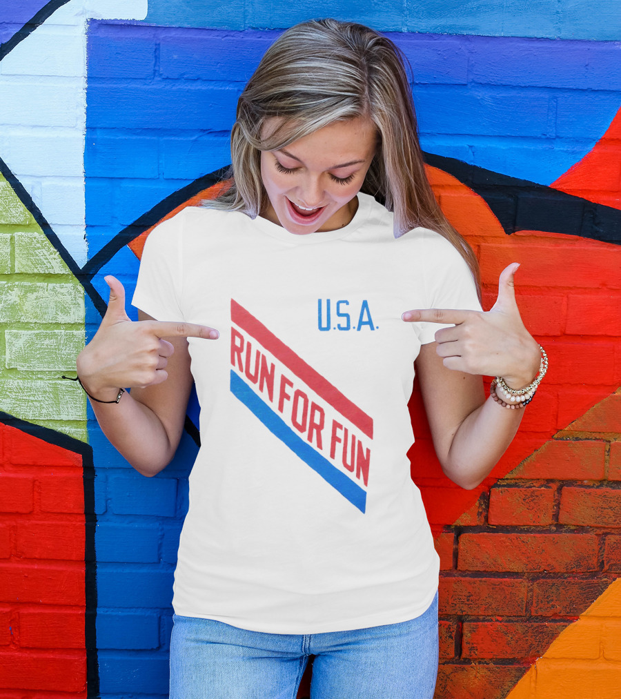 U.S.A. Red And Blue Run For Fun T-Shirt