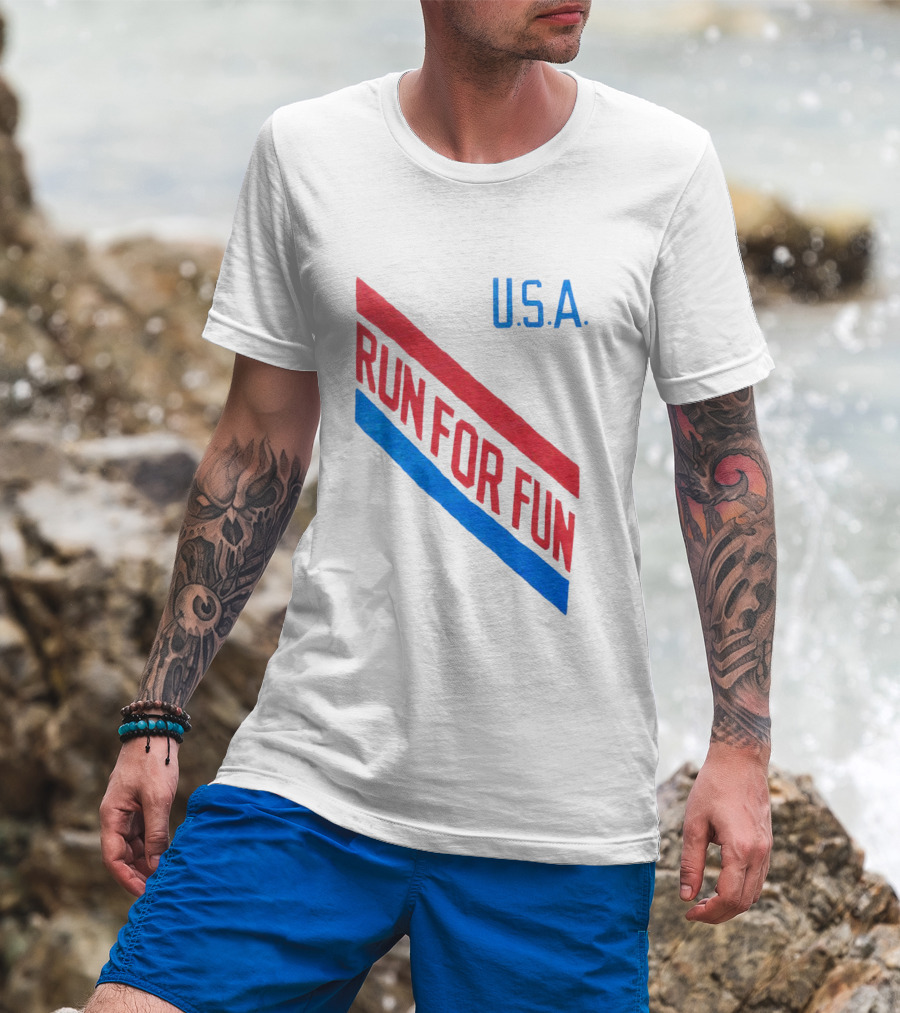 U.S.A. Red And Blue Run For Fun T-Shirt