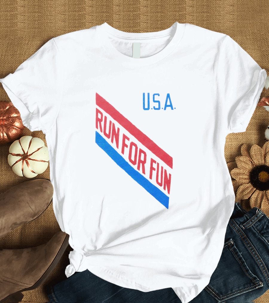 U.S.A. Red And Blue Run For Fun T-Shirt