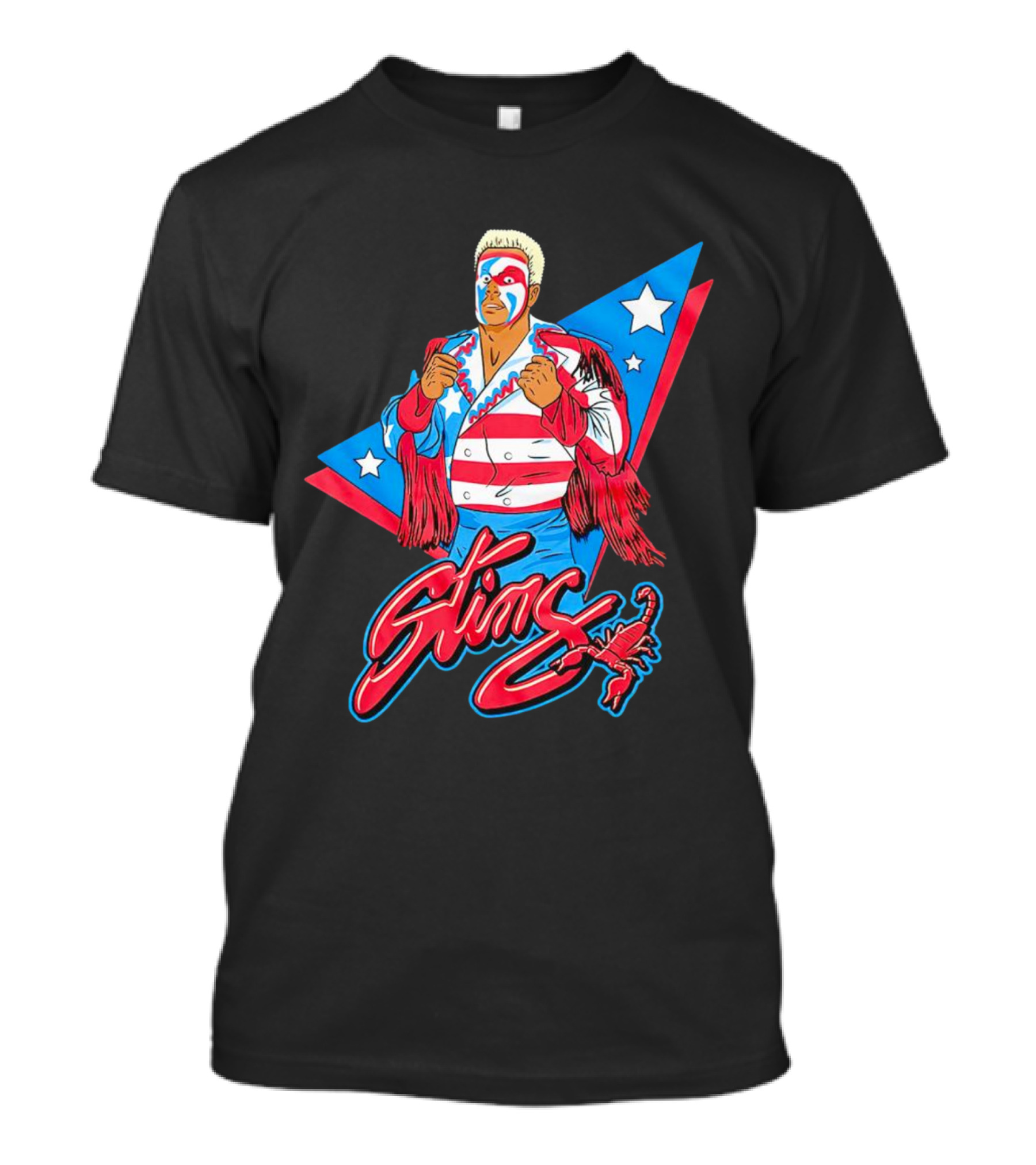 Sting USA Flag Wrestling Icon Scorpion Stars Stripes Retro Vibe T-Shirt