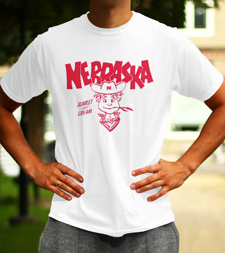 Nebraska Scarlet And Cream Herbie Husker Character T-Shirt