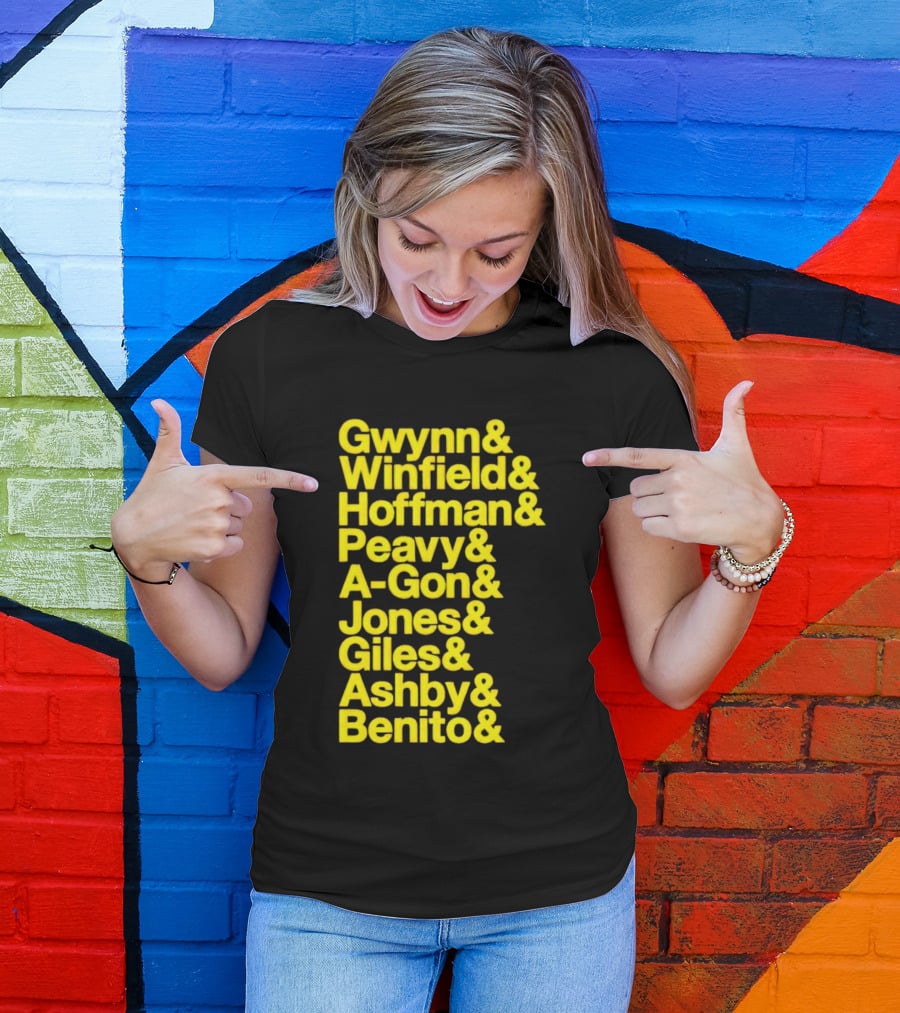 San Diego Baseball Gwynn Winfield Hoffman Peavy A-Gon Jones Giles Ashby Benito T-Shirt