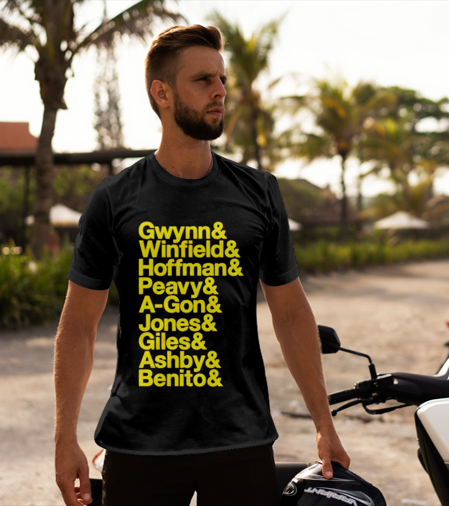San Diego Baseball Gwynn Winfield Hoffman Peavy A-Gon Jones Giles Ashby Benito T-Shirt