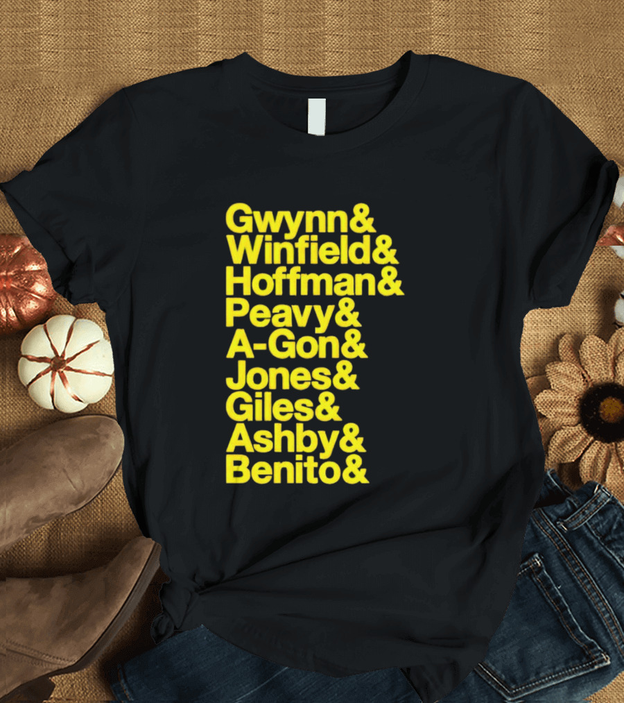 San Diego Baseball Gwynn Winfield Hoffman Peavy A-Gon Jones Giles Ashby Benito T-Shirt