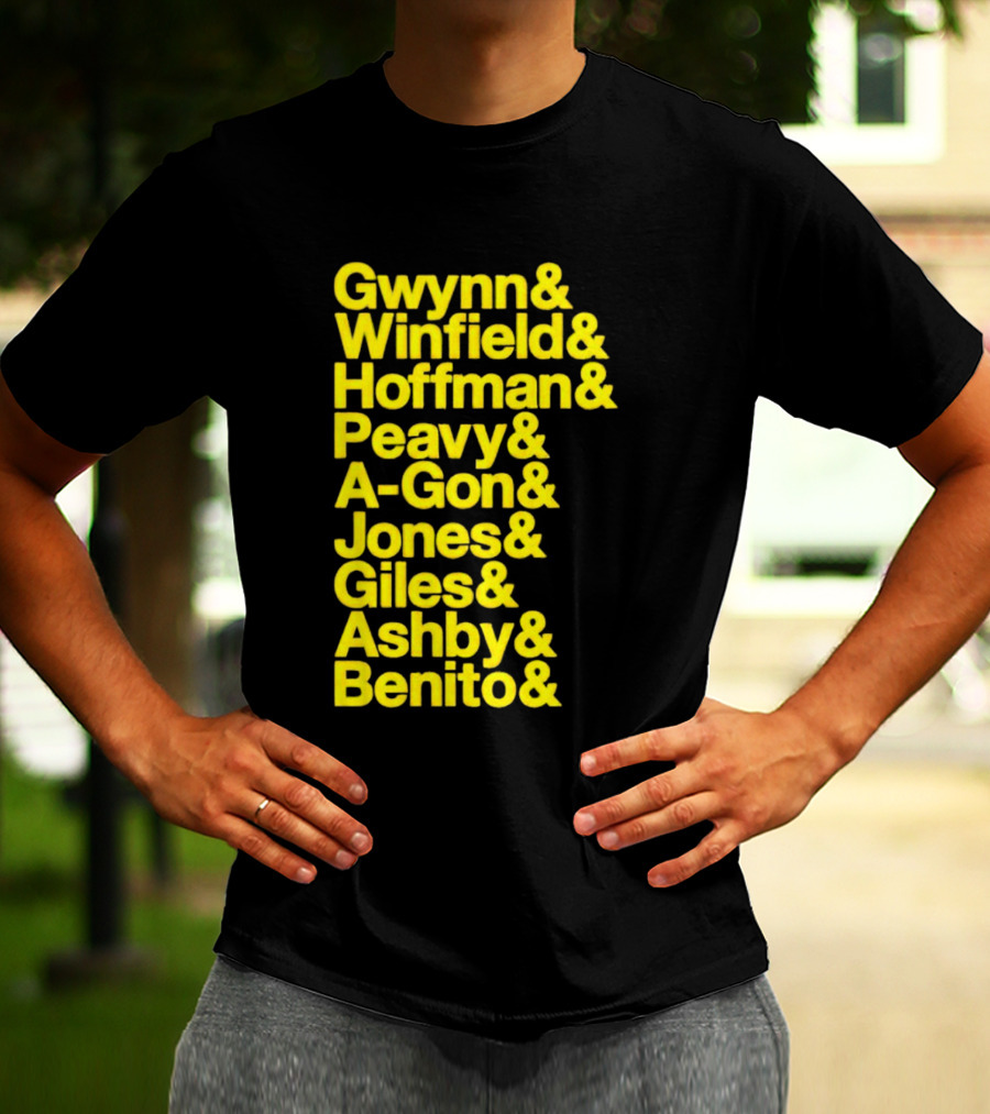San Diego Baseball Gwynn Winfield Hoffman Peavy A-Gon Jones Giles Ashby Benito T-Shirt