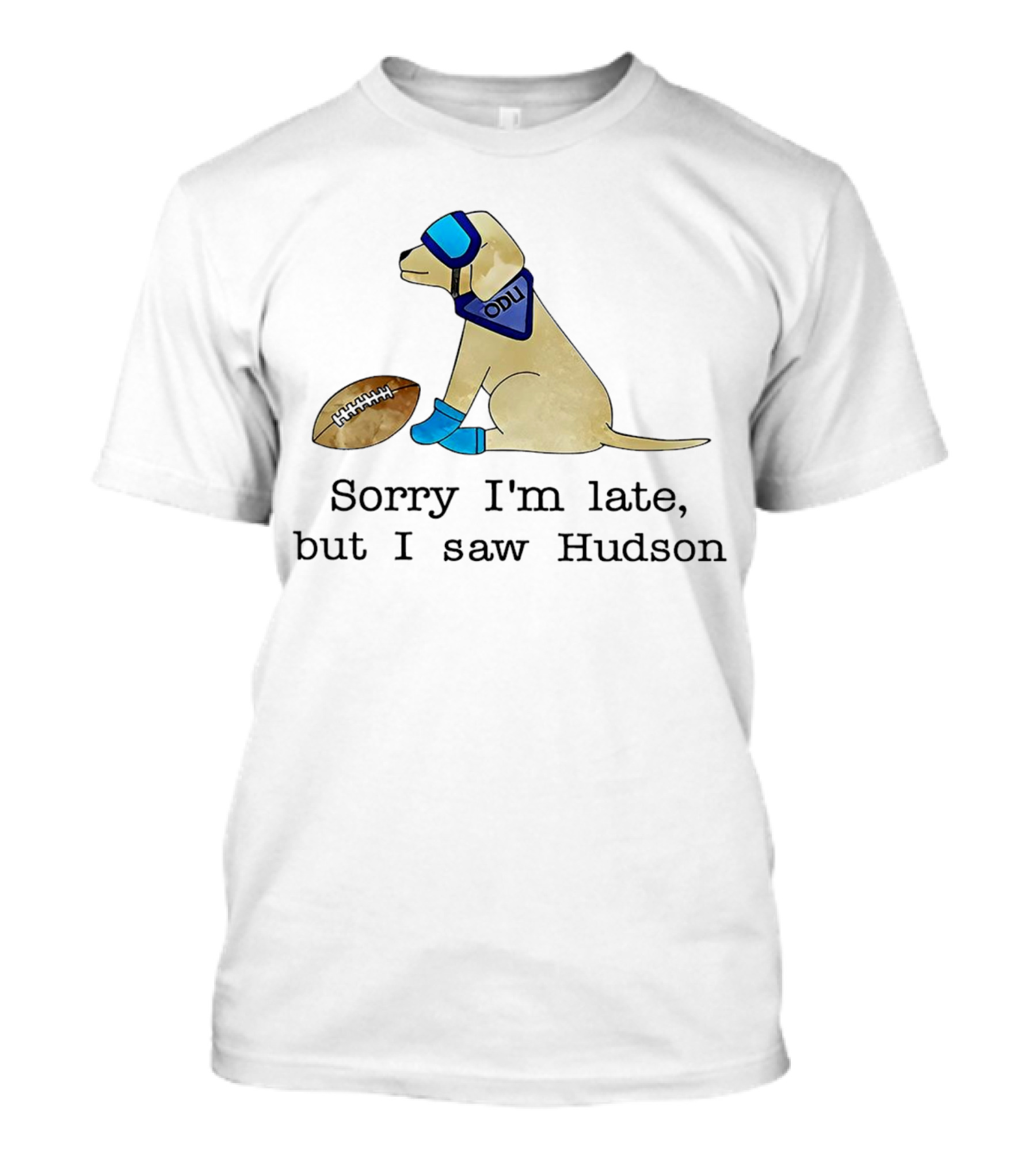 Sorry I’m Late But I Saw Hudson Dog With Football And Blue Accessories T-Shirt
