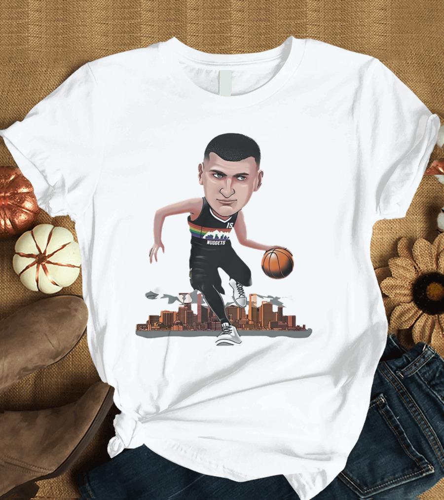 Nikola Jokić MVP Nuggets City Basketball Cartoon Player T-Shirt