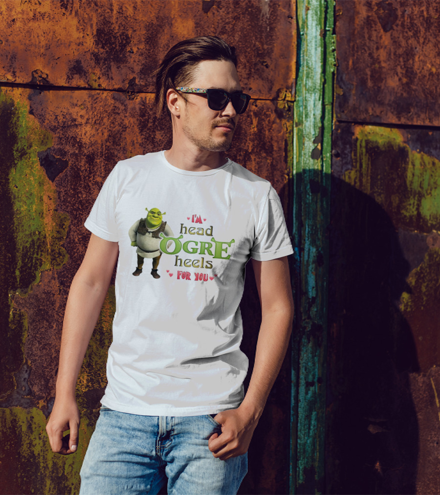 Shrek I’m Head Ogre Heels For You Image With Heart Symbols T-Shirt