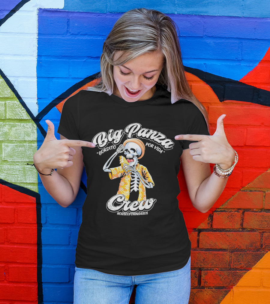 Big Panza Crew Gordito Por Vida House Of Chingasos Skeleton In Hawaiian T-Shirt