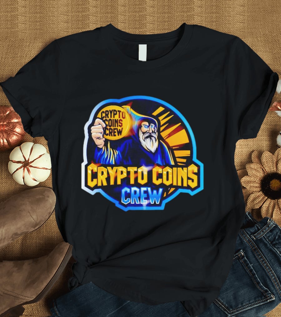 Crypto Coins Crew Wizard With Coin Badge T-Shirt