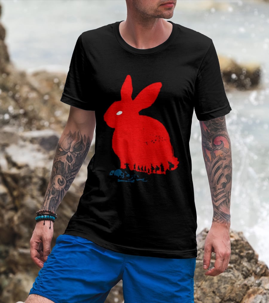Death Awaits Red Rabbit Skull T-Shirt